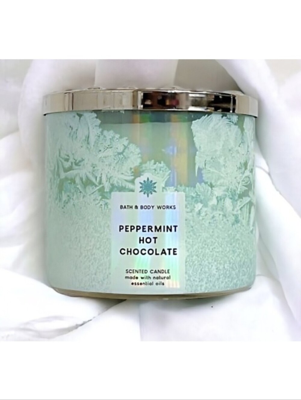 NEW BBW Peppermint Hot Chocolate 3-Wick Candle - Iridescent Holiday Edition